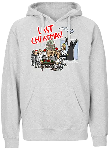 Last Christmas! - last christmas, Tod, totaberlustig, sensenmann, seniorenheim, wham, weihnachten, schwarzer humor, cartoon - Fairtrade Hoodie