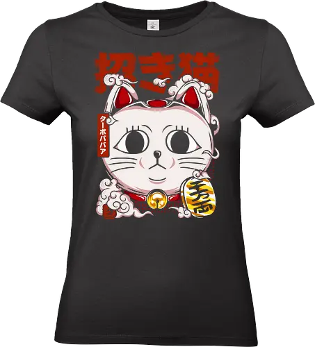 Maneki Neko – Turbo-Oma - cadeau, dandadan, parodie, glückskatze, katze, kätzchen, yokai, turbo oma, lustig, ästhetisch, illustration, maneki neko, anime, manga, japan, pop art, lm2 kone - Standard T-Shirt (Frauen)