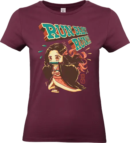 Run Baby Run! - Slayer, cute demon, zenitsu, tanjiro, demon, chibi, cute, kawaii, oni girl, kny, demon hunter, pop art, anime, vintage, retro, manga, otaku, weeb - Standard T-Shirt (Frauen)