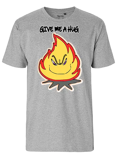 Give Me a Hug (Drück mich) - Feuer, Cartoon, lustig, Humor, Umarmung, heiß, mutig, einzigartig, Kunst, Design, witzig, Flamme, kreativ, Lachflash, Statement, Leidenschaft, auffällig, cool, frech, cute, süß, charmant, optimistisch, lebhaft, verspielt, abenteuerlustig, Flammen, feuriger Humor, Sarkasmus, auffälliges Design, Cartoon-Flammen, edgy, heißer Humor, ausdrucksstark, eigenartig, selbstbewusst, liebenswert, fire, rebellisch, feurige Persönlichkeit, unverfroren, energisch, lebenslustig - Fairtrade T-Shirt