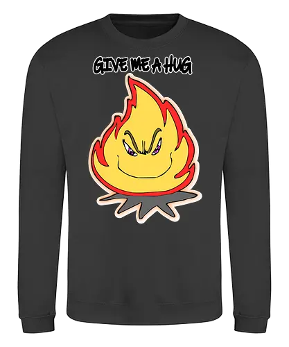Give Me a Hug (Drück mich) - Feuer, Cartoon, lustig, Humor, Umarmung, heiß, mutig, einzigartig, Kunst, Design, witzig, Flamme, kreativ, Lachflash, Statement, Leidenschaft, auffällig, cool, frech, cute, süß, charmant, optimistisch, lebhaft, verspielt, abenteuerlustig, Flammen, feuriger Humor, Sarkasmus, auffälliges Design, Cartoon-Flammen, edgy, heißer Humor, ausdrucksstark, eigenartig, selbstbewusst, liebenswert, fire, rebellisch, feurige Persönlichkeit, unverfroren, energisch, lebenslustig - Sweatshirt