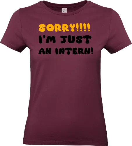 Sorry!!! I'm Just An Intern Art - gaming, anime, nerd, television, joke, meme, vintage, funny quote, funny, memes, funnytee, funny pop, humor, parody, geek - Standard T-Shirt (Frauen)