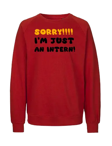 Sorry!!! I'm Just An Intern Art - gaming, anime, nerd, television, joke, meme, vintage, funny quote, funny, memes, funnytee, funny pop, humor, parody, geek - Fairtrade Sweatshirt