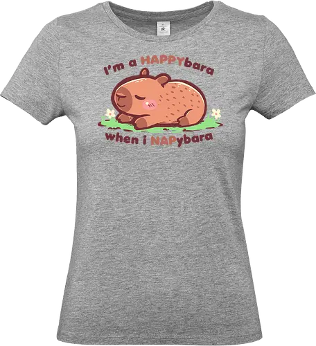 Happybara when I Napybara - kawaii Wasserschwein, Nickerchen, Nickerchenliebhaber, Tierliebhaber, schlummerndes Tier, schläfrig, schlafen, liebenswert, Entspannung, pastellfarbenes Tier, happybara, capybara, Wasserschwein, niedliches Wasserschwein, Wasserschwein-Wortspiel, lustiges Tier - Standard T-Shirt (Frauen)