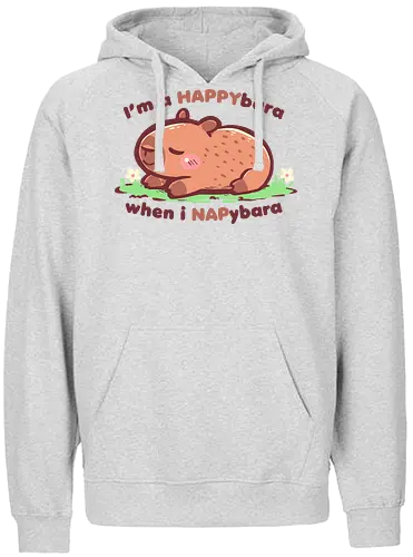 Happybara when I Napybara - kawaii Wasserschwein, Nickerchen, Nickerchenliebhaber, Tierliebhaber, schlummerndes Tier, schläfrig, schlafen, liebenswert, Entspannung, pastellfarbenes Tier, happybara, capybara, Wasserschwein, niedliches Wasserschwein, Wasserschwein-Wortspiel, lustiges Tier - Fairtrade Hoodie