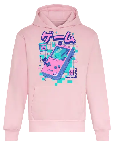 Game Cat - cat, games, animals, anime, japanese, japan, cat lover, neko, cute, console, funny, kawaii - Heavyweight Hoodie