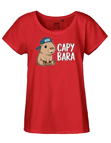 CAPYBARA - capybara, cartoon, cap, dude, design, playful, animal, cute - Fairtrade Girl Shirt