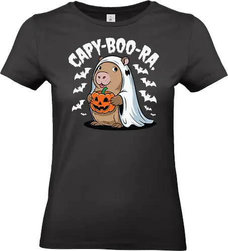 CAPY-BOO-RA - capybara, ghost, pumpkin, halloween, bats, cute, costume, spooky, playful - Standard T-Shirt (Frauen)