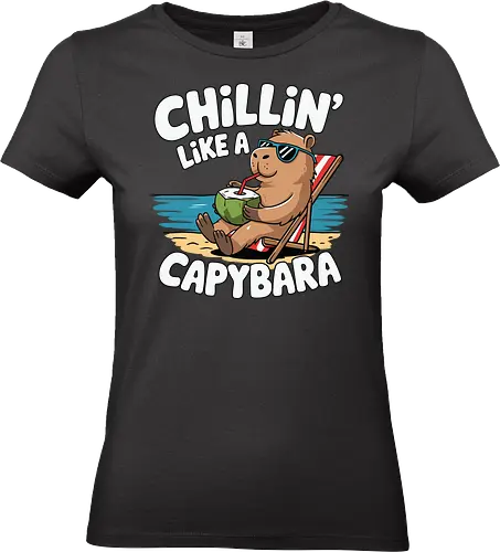 Chillin' like a capybara - capybara, beach, coconut, sunglasses, relaxation, vacation, summer, chill, cartoon - Standard T-Shirt (Frauen)