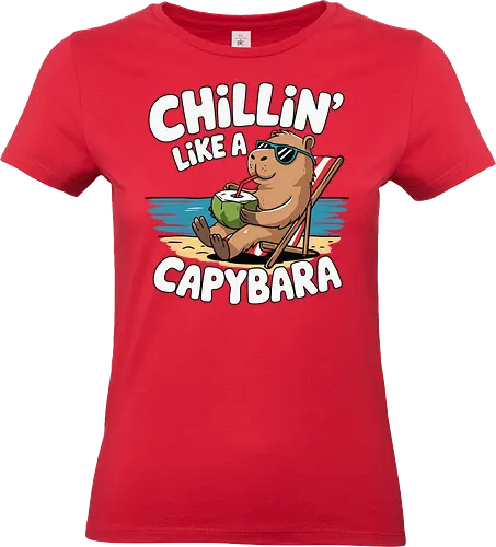Chillin' like a capybara - capybara, beach, coconut, sunglasses, relaxation, vacation, summer, chill, cartoon - Standard T-Shirt (Frauen)