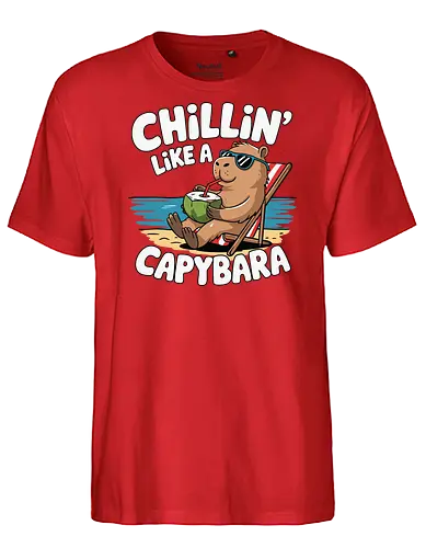 Chillin' like a capybara - capybara, beach, coconut, sunglasses, relaxation, vacation, summer, chill, cartoon - Fairtrade T-Shirt