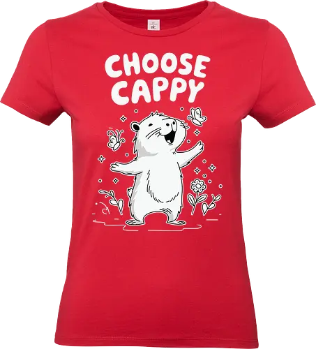 Choose Cappy - capybara, positivity, monochrome, whimsical, flowers, butterflies, cheerful, cute, cartoon - Standard T-Shirt (Frauen)