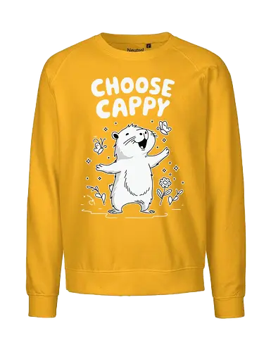 Choose Cappy - capybara, positivity, monochrome, whimsical, flowers, butterflies, cheerful, cute, cartoon - Fairtrade Sweatshirt