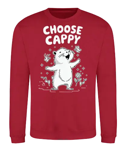 Choose Cappy - capybara, positivity, monochrome, whimsical, flowers, butterflies, cheerful, cute, cartoon - Sweatshirt