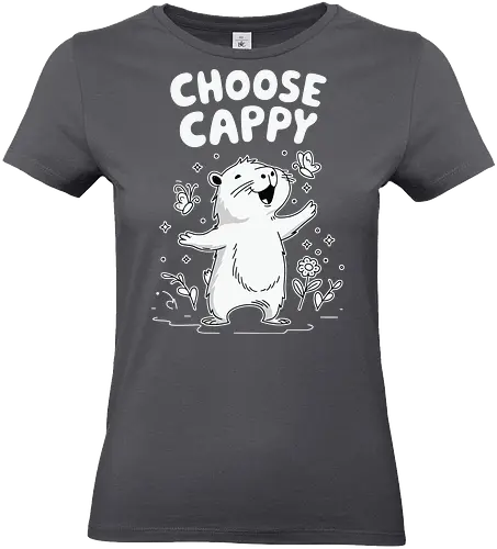 Choose Cappy - capybara, positivity, monochrome, whimsical, flowers, butterflies, cheerful, cute, cartoon - Standard T-Shirt (Frauen)