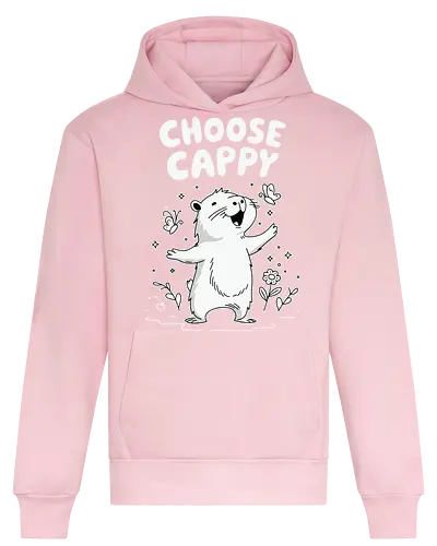 Choose Cappy - capybara, positivity, monochrome, whimsical, flowers, butterflies, cheerful, cute, cartoon - Heavyweight Hoodie