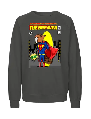The Breaver - Biber, Superheld, mutig, Comics, Humor, lustig, Eichhörnchen, Kettensäge, Wortspiel, süß, Mashup, eigenartig, kreativ, Waldheld, Cartoon, Parodie, einzigartig, verspielt, fantasievoll, kühn, Comicbuch, Superkraft, Kinder - Fairtrade Sweatshirt