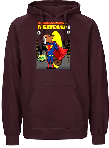 The Breaver - Biber, Superheld, mutig, Comics, Humor, lustig, Eichhörnchen, Kettensäge, Wortspiel, süß, Mashup, eigenartig, kreativ, Waldheld, Cartoon, Parodie, einzigartig, verspielt, fantasievoll, kühn, Comicbuch, Superkraft, Kinder - Fairtrade Hoodie