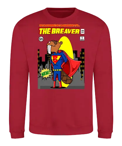 The Breaver - Biber, Superheld, mutig, Comics, Humor, lustig, Eichhörnchen, Kettensäge, Wortspiel, süß, Mashup, eigenartig, kreativ, Waldheld, Cartoon, Parodie, einzigartig, verspielt, fantasievoll, kühn, Comicbuch, Superkraft, Kinder - Sweatshirt
