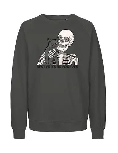 Best Friends Furrever - Katze, Katzenliebe, Skelett - Fairtrade Sweatshirt