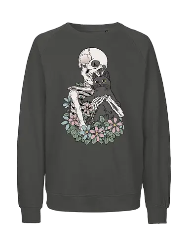 You & Me, Cat! - Katze, Katzenliebe, Skelett - Fairtrade Sweatshirt