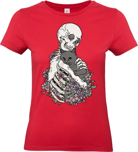 Cuddle Cat - Katzenliebe, Schwarze Katze, Skelett - Standard T-Shirt (Frauen)