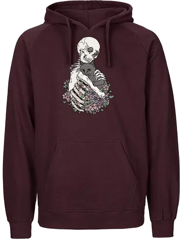 Cuddle Cat - Katzenliebe, Schwarze Katze, Skelett - Fairtrade Hoodie