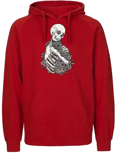 Cuddle Cat - Katzenliebe, Schwarze Katze, Skelett - Fairtrade Hoodie