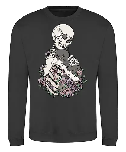 Cuddle Cat - Katzenliebe, Schwarze Katze, Skelett - Sweatshirt