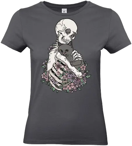 Cuddle Cat - Katzenliebe, Schwarze Katze, Skelett - Standard T-Shirt (Frauen)