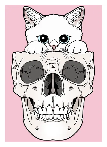 White Kitty & Skull