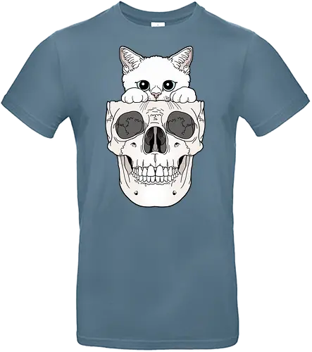 White Kitty & Skull - Weiße Katze, Katzenliebe, Skelett - Standard T-Shirt