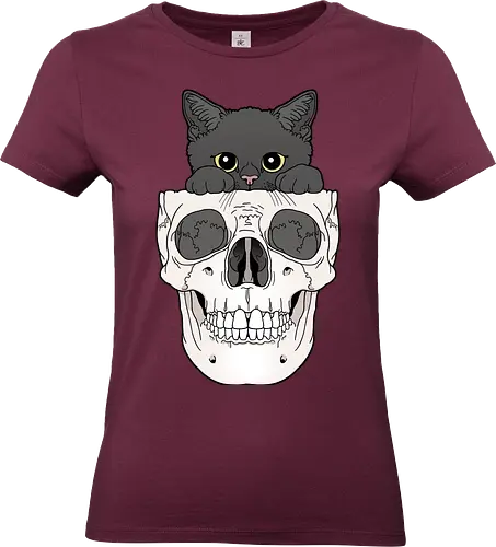 Black Kitty & Skull - Schwarze Katze, Schädel, Katzenliebe - Standard T-Shirt (Frauen)