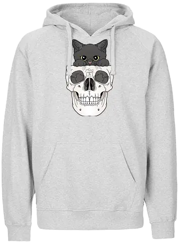 Black Kitty & Skull - Schwarze Katze, Schädel, Katzenliebe - Fairtrade Hoodie