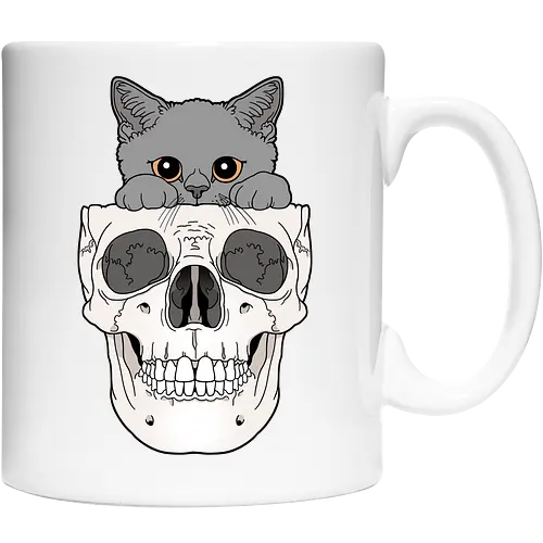 Grey Kitty & Skull