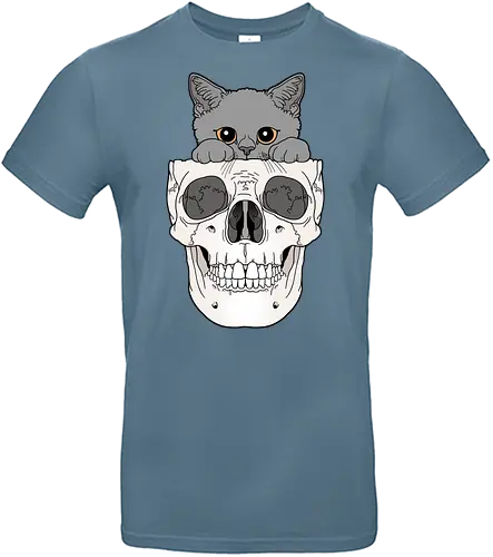 Grey Kitty & Skull - Katze, Katzenliebe, Skelett - Standard T-Shirt
