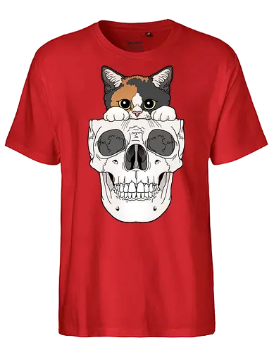 Calico Kitty & Skull - Calico, Katze, Skelett - Fairtrade T-Shirt