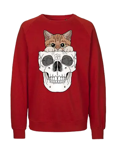Orange Kitty & Skull - Katze, Schädel - Fairtrade Sweatshirt