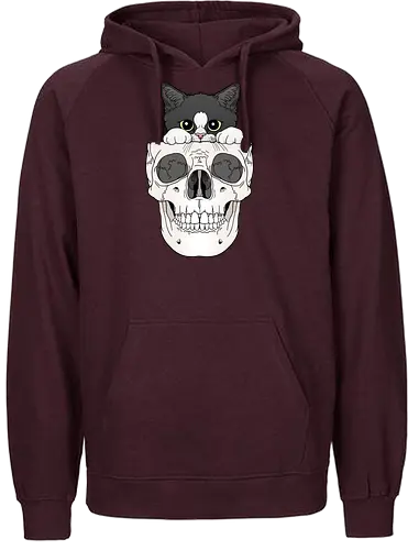 Tuxedo Kitty & Skull - Tuxedo, Tuxedokatze, Skull - Fairtrade Hoodie