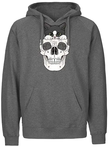 Tuxedo Kitty & Skull - Tuxedo, Tuxedokatze, Skull - Fairtrade Hoodie
