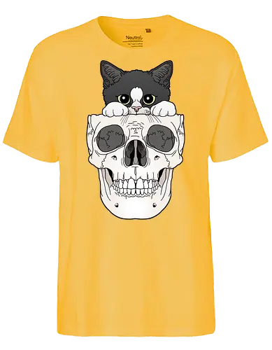 Tuxedo Kitty & Skull - Tuxedo, Tuxedokatze, Skull - Fairtrade T-Shirt