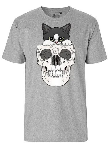 Tuxedo Kitty & Skull - Tuxedo, Tuxedokatze, Skull - Fairtrade T-Shirt