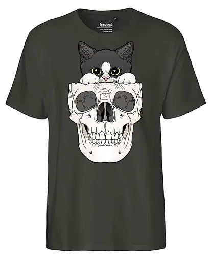 Tuxedo Kitty & Skull - Tuxedo, Tuxedokatze, Skull - Fairtrade T-Shirt