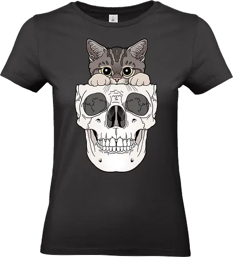 Tabby Kitty & Skull - Tabbykatze, Kätzchen, cute - Standard T-Shirt (Frauen)