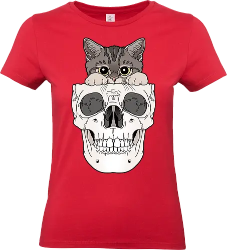 Tabby Kitty & Skull - Tabbykatze, Kätzchen, cute - Standard T-Shirt (Frauen)