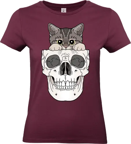 Tabby Kitty & Skull - Tabbykatze, Kätzchen, cute - Standard T-Shirt (Frauen)