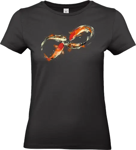 Infinity Kois - japanese kois, infinity, mathematics, watercolor, painting, science, nature, science and nature - Standard T-Shirt (Frauen)