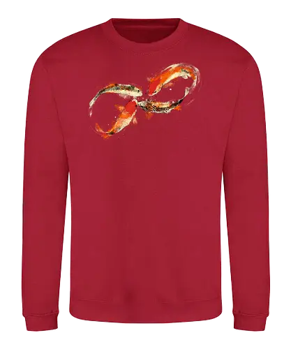 Infinity Kois - japanese kois, infinity, mathematics, watercolor, painting, science, nature, science and nature - Sweatshirt