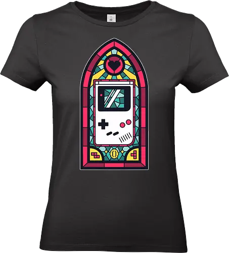 8bits stained glass - videogames, console, retro, retro gaming, gameboy, 90s, pixel, pixel art, stained glass - Standard T-Shirt (Frauen)