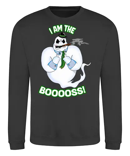The Booss! (Der Booss!) - Geistwitz, Halloweenhumor, gruseliger Anführer, Horrorliebhaber, Süßes oder Saures, lustiges Geist-Design, Boo-Witz, Spuk-Saison, Chef der Gespenster, Scherzdesign, lustiger Grusel, Cartoon-Geist, Geisterhumor, Humorvolle Geister, Halloweenliebhaber, unheimlicher Spaß, skurriler Humor, Chef-Witz, Halloween-Tipp, trickreiche Geister, ghost, halloween, horror, funny, wordplay, boss, gangster, gang, gangsta - Sweatshirt